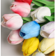 thumbnail image 3 of Nvzi 12 flores artificiales de tulipán, flores falsas, flores artificiales para decoración de bodas, blanco y rosa, 3 of 5