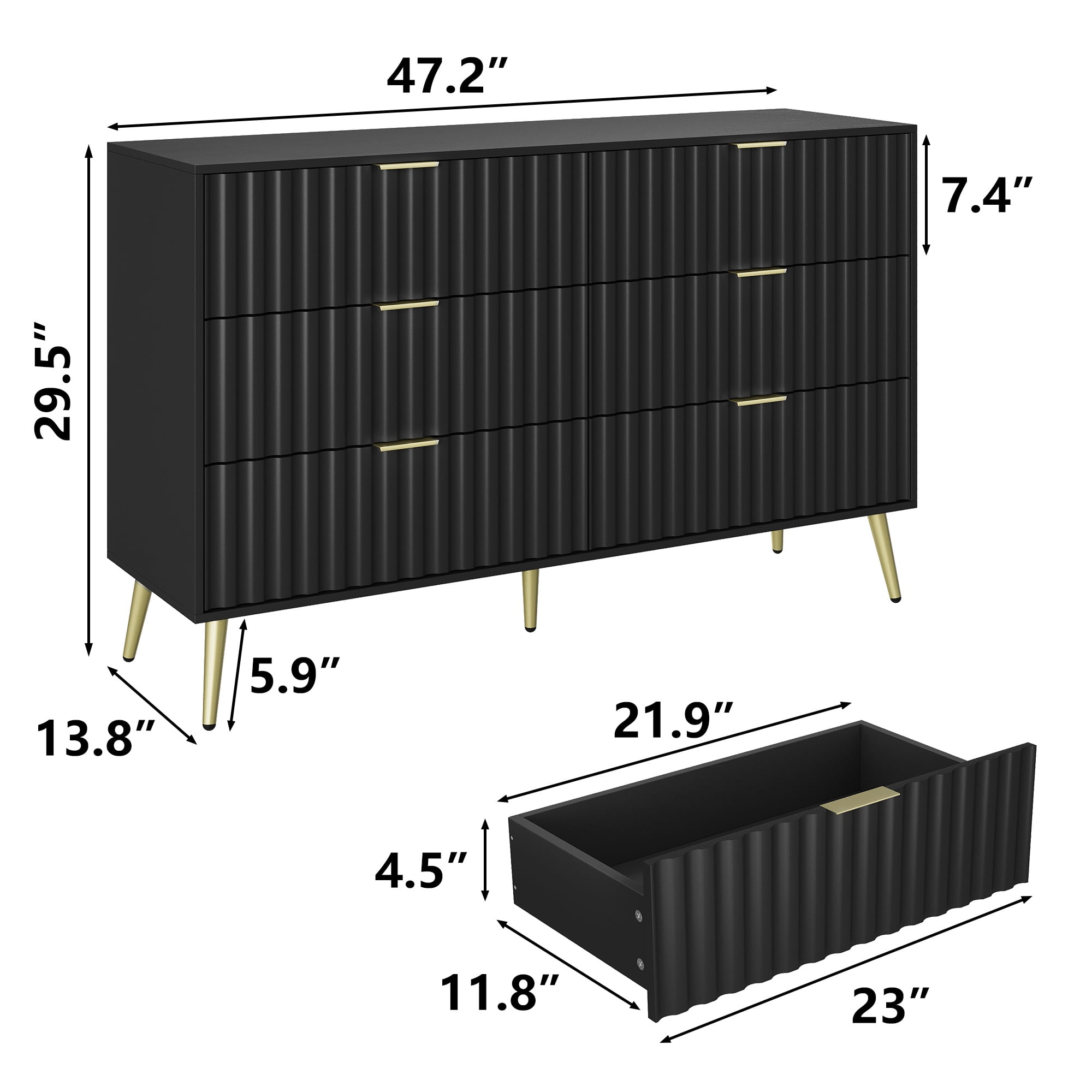 Finihen Modern 6 Drawer Dresser, Drawer Chest, Dresser Storage Cabinet, for Living Room, Bedroom, Hallway, Closet, Black Finihen Modern 6 Drawer Dresser, Drawer Chest, Dresser Storage Cabinet, for Living Room, Bedroom, Hallway, Closet, Black