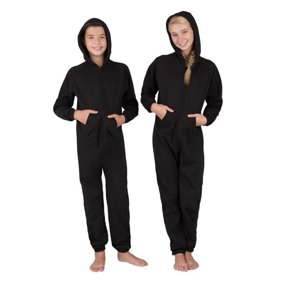 Joggies - Pitch Black Kids Footless Hoodie One Piece - Kids - XSmall (Fits 3'10 - 4'1")