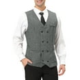 thumbnail image 4 of INSPIRE CHIC Men's Dress Vest Double Breasted Slim Fit Prom Sleeveless Waistcoat Gray M, 4 of 6