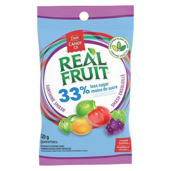 REALFRUIT 33% moins de sucre Smash ensoleillé, Dare Real Fruit 120 gr