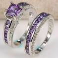 thumbnail image 2 of Sparkle Jewels 3 Ct Princess Cut Purple CZ Women Bridal Set Ring 14k White Gold Plated, 2 of 6