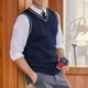 thumbnail image 3 of Chaleco de hombre tejido sin mangas casual cuello en V chaleco engrosado camisa de fondo, 3 of 5