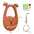 thumbnail image 3 of Harp 16 String Lyre Harp Elk Pattern Solid Wood String Instrument with Tuning Hammer Strings Cleaning Cloth Picks for Beginners, 3 of 7