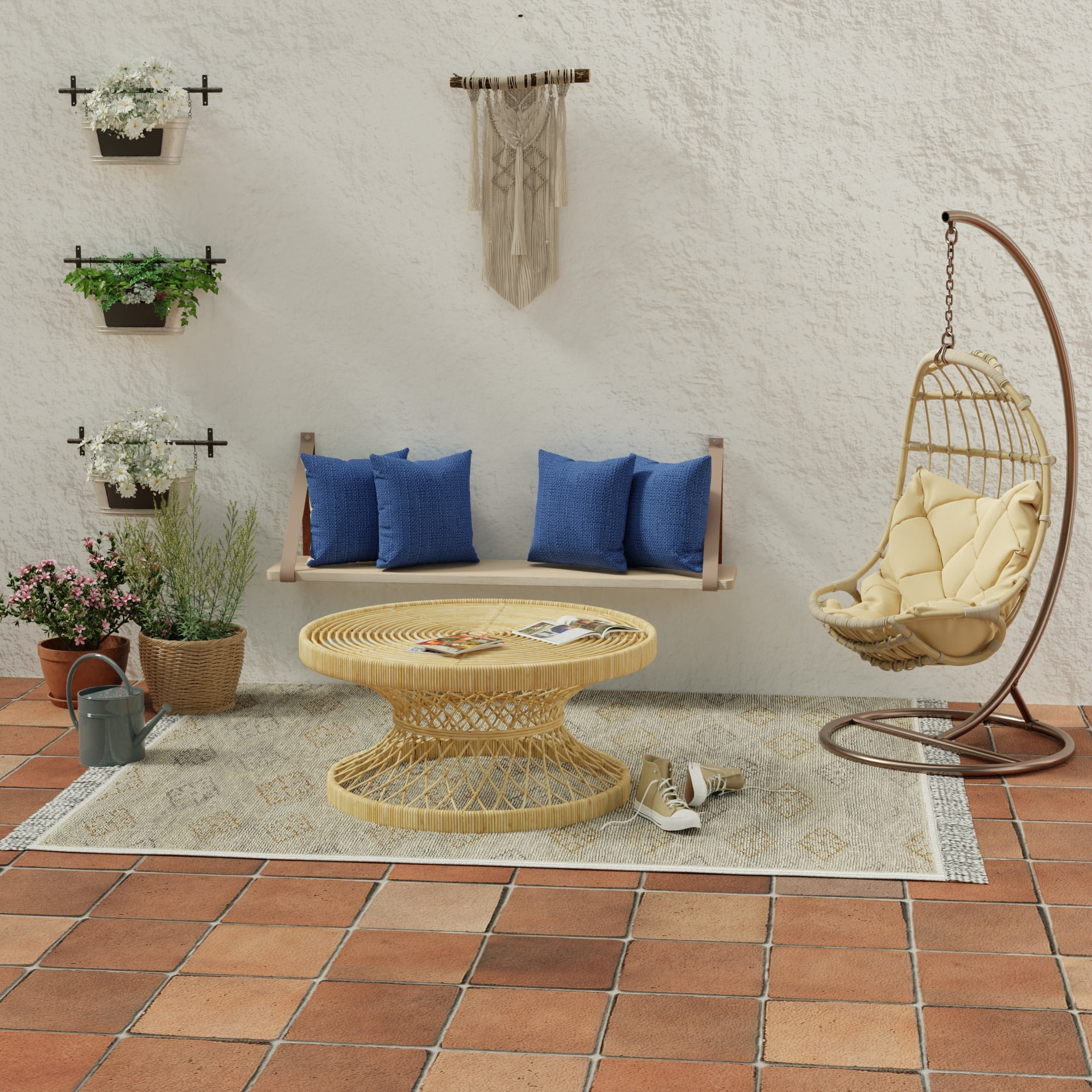 Jordan Manufacturing 18" x 18" Elwood Heather Blue Solid Square Outdoor Throw Pillow (2 Pack)