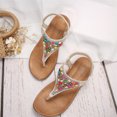 thumbnail image 5 of NOKIO Comfortable Women's Sandals Summer Boho Rhinestone Beach Flip Flops Sandals Casual Flat Elastic Strap Sandals Women Flat Sandals Open Toe Slide Sandals Shoes, 5 of 9