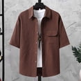 thumbnail image 6 of Dianli Gifts Men's Solid Color Casual Loose Sports Elastic Waist Shorts and Double Pocket Lapel Half Button Top Set, Relaxed Fit Beachwear, Button Front Two Piece Summer Fashion Suit Pink M, 6 of 7