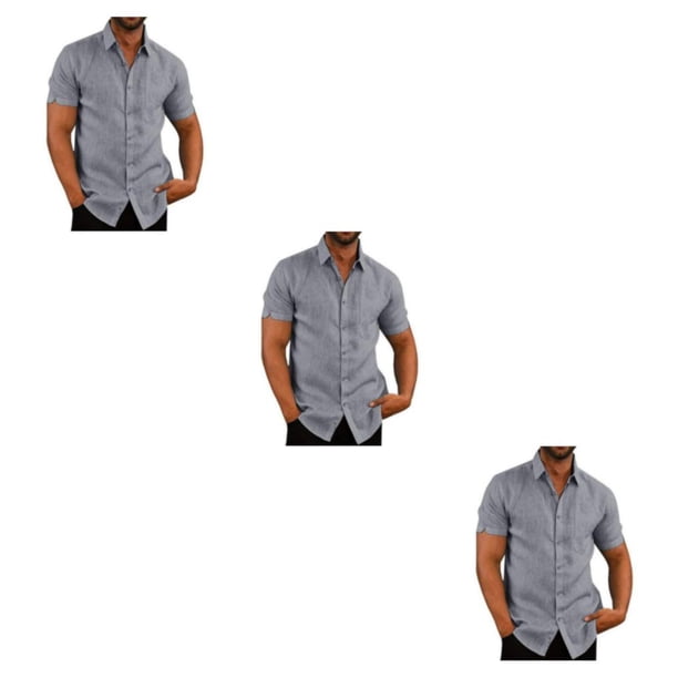 Sonducket Camisa de verano para hombre de viaje para banquetes, camisas de manga corta con botones y cuello vuelto, ropa de poliéster, regalo de Type1 NO1