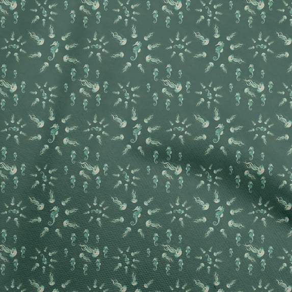 oneOone Georgette Viscose Dark Teal Green Fabric Sea Sewing Fabric By The Yard Printed Diy Clothing Sewing Supplies 42 Inch Wide