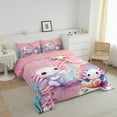 thumbnail image 3 of Erosebridal Axolotl Bedding Set Bedroom Decor,Cute Cartoon Axolotl Sea Shell Background Kawaii Bedding Set,Cartoon Sea Animals Axolotl Comforter King Size with 2 Pillowcase, 3 of 7