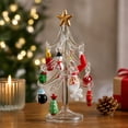 thumbnail image 5 of Mini Glass Christmas Tree Set with Detachable Hanging Ornaments, Festive Tabletop Decoration for Home Office Desk Mantel Holiday Party, 5 of 7