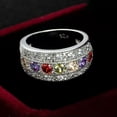 thumbnail image 3 of Purple+Olive Green+Red Cz Band 925 Silver Engagement Wedding Ring Womens Sz 6-10, 3 of 5