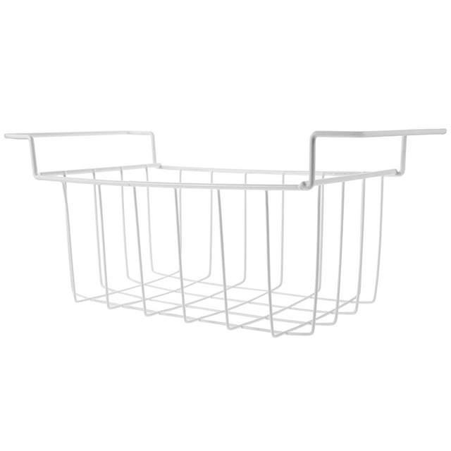 OULII Space Saving White Wire Freezer Basket with Sturdy Hanging Handles for Food Storage