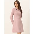thumbnail image 2 of Vestido acampanado de manga larga con cuello de solapa de gamuza sintética para mujer Rosa L, 2 of 6