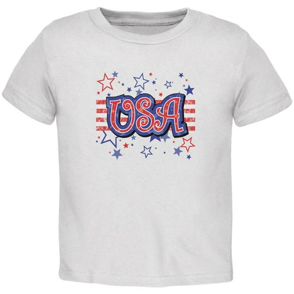 4th of July USA Stars White Toddler T-Shirt - 3T