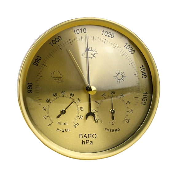 Metal 3 in 1 Barometer for Indoor and Outdoor Use Barometer Hygrometer with Stainless Steel Frame Round Temperature Measurement Gauge