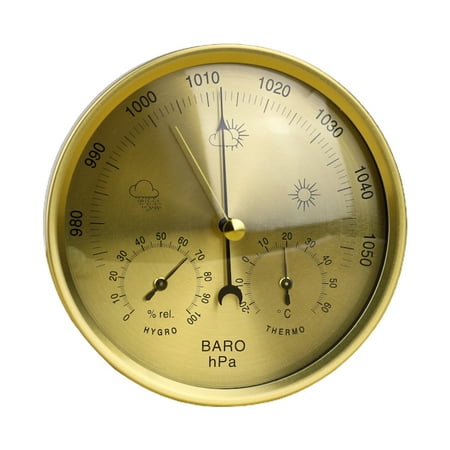 

Metal 3 in 1 Barometer Weather Station for Indoor and Outdoor Use Barometer Thermometer Hygrometer with Stainless Steel Frame Round Temperature Measurement Gauge