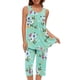 thumbnail image 1 of Conjunto de Ropa de Salón para Mujer Cuello Redondo Blusa sin Mangas Sólida Y Pantalones Cortos de Cintura Elástica Pantalones, Pantalones Cortos de Verano para Mujeres, 1 of 7