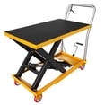 thumbnail image 1 of Memoryfield Hydraulic Lift Table Cart, 330 lb Capacity Manual Scissor Lift Table, Locking Wheels & Non-Slip Platform, Heavy Duty Material Handling Cart, Yellow, 1 of 7