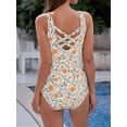 thumbnail image 4 of Traje de baño de una pieza American Trends para mujer, estampado floral, color naranja, talla M, 4 of 5