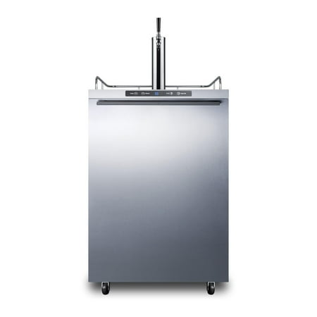 Summit Appliance SBC635MOSHH 24" Outdoor Beer Dispenser with Single Tap Digital Thermostat Automatic Defrost Ground Fault Circuit Interrupter Casters and Top Guard Rail in Stainless Steel