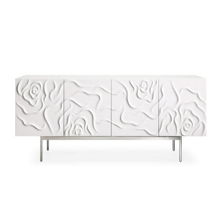 Modrest Gwen Modern MDF Wood & Stainless Steel Buffet in High Gloss White