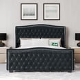 thumbnail image 3 of BELLEZE King Platform Bed Frame with Fast Charging Port, Upholstered Velvet King Size Bed Frame with Deep Button Tufted Headboard, Stable Headboard Bed frame, No Box Spring Needed - Oslo (Gray), 3 of 7
