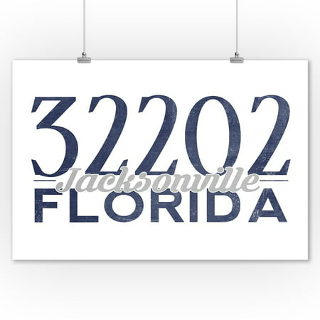 Jacksonville, Florida - 32202 Zip Code (Blue) - Lantern Press Artwork (9x12 Art Print, Wall Decor Travel (Best Zip Codes In Jacksonville Fl)