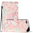 thumbnail image 6 of Nalacover Wallet Case for iPhone 8 Plus / iPhone 7 Plus with Painting Pattern PU Leather Magnetic Kickstand Flip Folio Cover, Card Slots Holder Soft Silicone Shockproof Protective Case, Pink Marble, 6 of 8