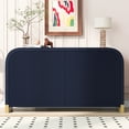 thumbnail image 2 of 4-Door Curved Corner Design Wavy Door Panel Cabinet with Adjustable Shelves, Suitable for Study, Living Room and Entrance Accent Storage, Living Room Storage and Organizion (Navy Blue), 2 of 9