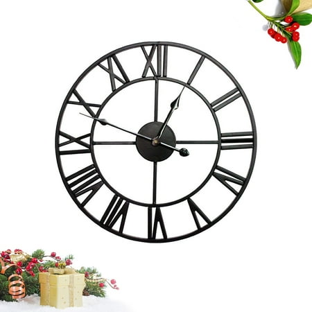OFFIGAM Rome Iron Art Wall Clock Black Hollowed Design for Home and Office Wall Decoration