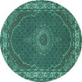thumbnail image 1 of Ahgly Company Machine Washable Indoor Round Medallion Turquoise Blue Traditional Area Rugs, 6' Round, 1 of 4