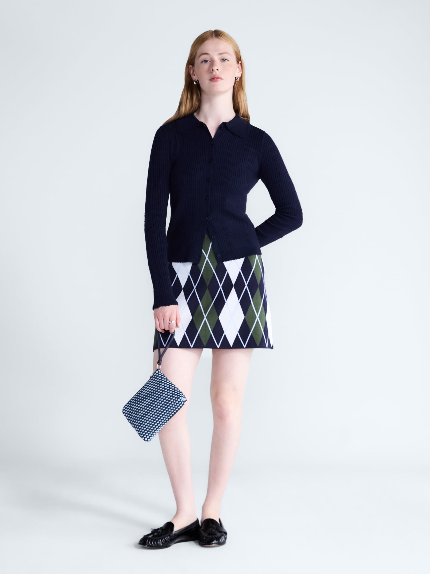 Free Assembly Women's and Women's Plus Missy Pull On Argyle Mini Pull On Sweater Skirt, Sizes XS-4X