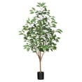 thumbnail image 2 of 4 ft Realistic Artificial Ficus Tree in Pot, Natural Trunk, Lush Leaves, Lifelike Faux Tree, 2 of 9