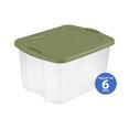 thumbnail image 1 of Sterilite Bac "EZ Carry" de 66 L, Bac de rangement transparent avec couvercle vert et poignées intégrées, 6 PK, 1 of 9