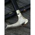 thumbnail image 3 of Handmade Wooden Walking Cane Golden Fish Head | Solid Wood | Brass Inlaid Shaft | Deluxe Beautiful walking stick, 3 of 5