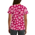 thumbnail image 4 of Garbnen S-5XL Valentines Scrubs for Women Short Sleeve V Neck Heart Pattern Nursing Uniforms for Women with Pocket Stretch Workwear for Nurses, 4 of 5