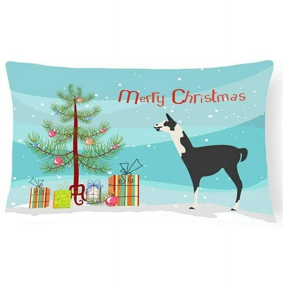 Carolines Treasures BB9285PW1216 Llama Q Ara Christmas Canvas Fabric Decorative Pillow, Teal, 12H x16W, multicolor
