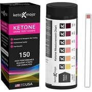 KETO-MOJO 150 Urine Ketone Test Strips with Free Keto Guide eBook & Free APP. Test for Ketosis on Ketogenic & Low-Carb Diets. (Extra-Long Strips, Made in USA)