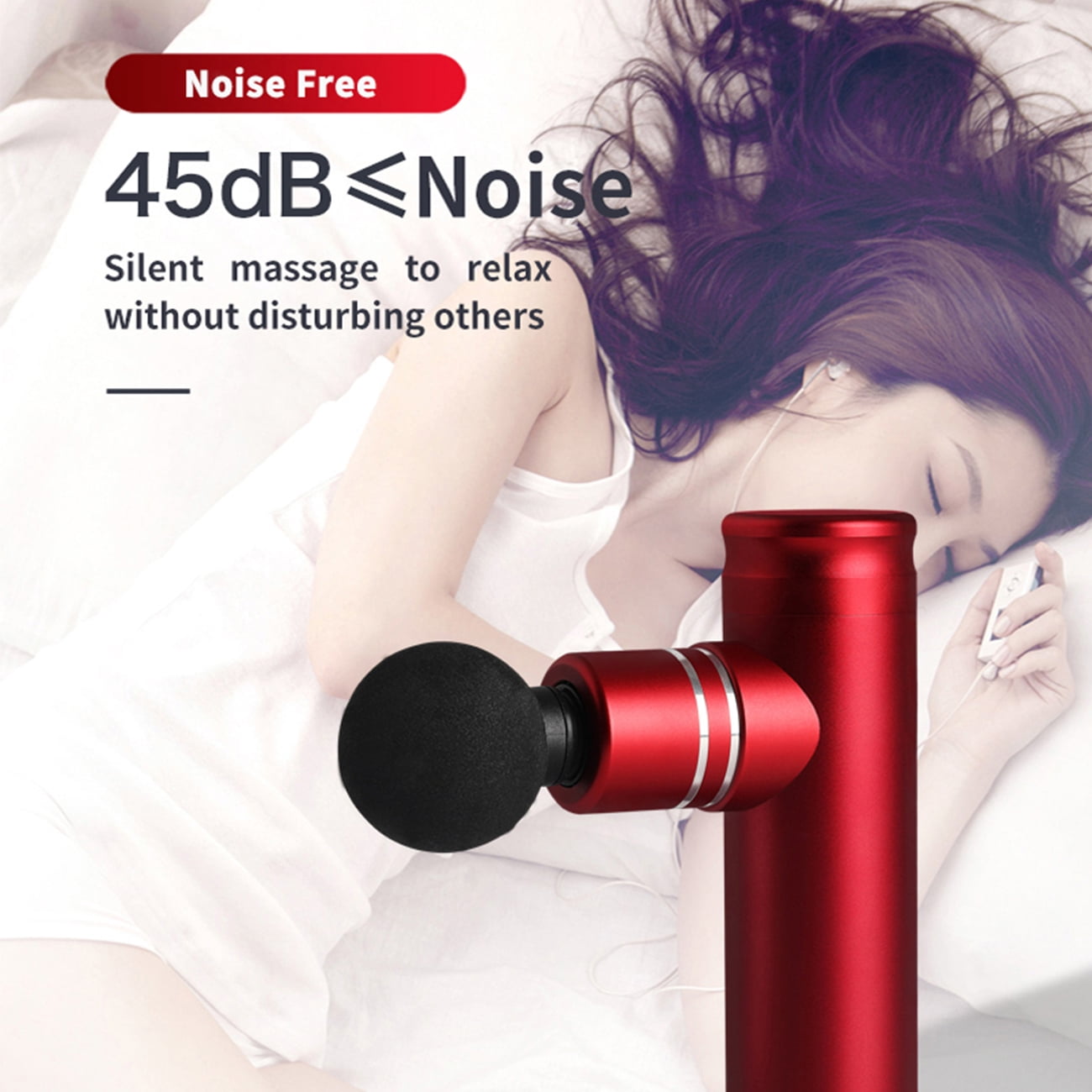 Dawot Red Muscle Massage Percussive Gun Deep Tissue with 3 Adjustable Speeds and 4 Heads, Portable Relaxation Muscle Massager for Office Gym Home