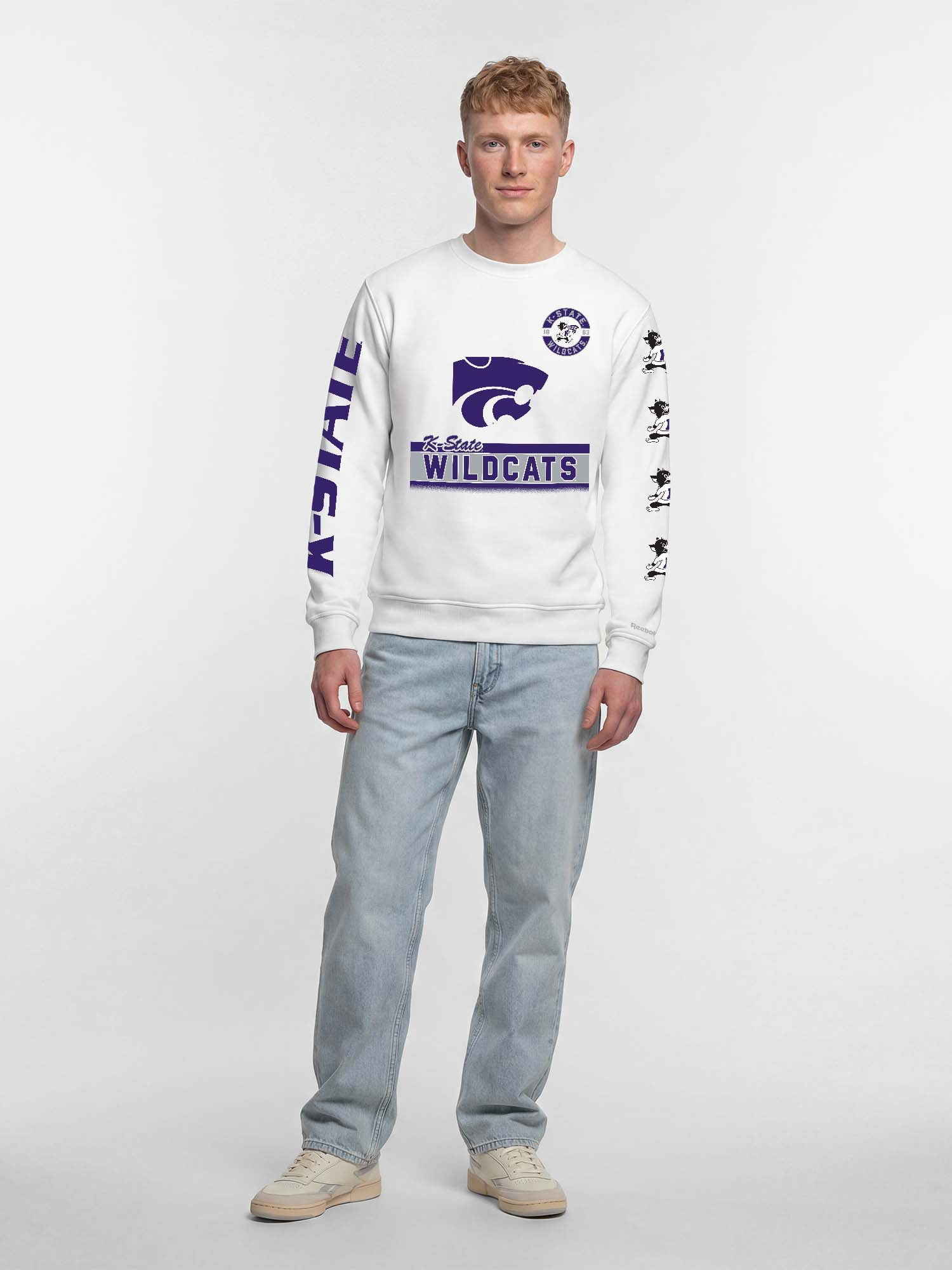 Kansas State Wildcats Reebok Mens White Crew Sweatshirt