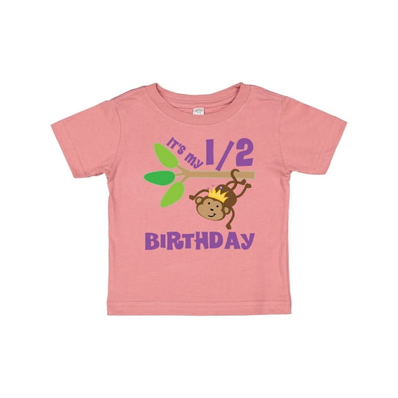 Inktastic Half Birthday 6 Months Baby Monkey Boys or Girls Baby T-Shirt