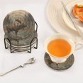 thumbnail image 5 of Haosy Set of 6 Drink Woven Coaster with Holder Heat Resistant Non-Slip Bar Coasters 4 Inches Elk at Water Edge in Forest, 5 of 7