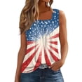 thumbnail image 3 of Patriotic 250th Anniversary Tank Top for Women - Star Spangled Square Neck Tee - 1776-2026 Independence Day Graphic Top - Red White Blue Sleeveless Casual Blouse Watermelon Red L, 3 of 6
