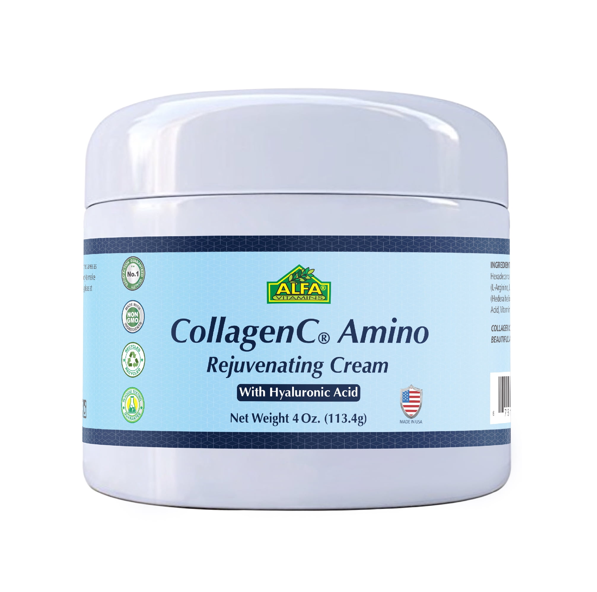 Alfa Vitamins Collagen Amino Cream with Vitamin E. 4 Oz