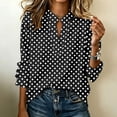 thumbnail image 2 of Tqcoqu Women's Polka Dot Stand Collar Half Placket Blouse Long Sleeve Loose Casual Office Long Shirt, 2 of 8