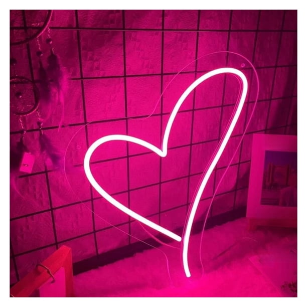 Letrero De Neón Con Forma Corazón Luz , Nocturna Regulable Alimentada Por USB Para Decoración Pared 30cmx30cm