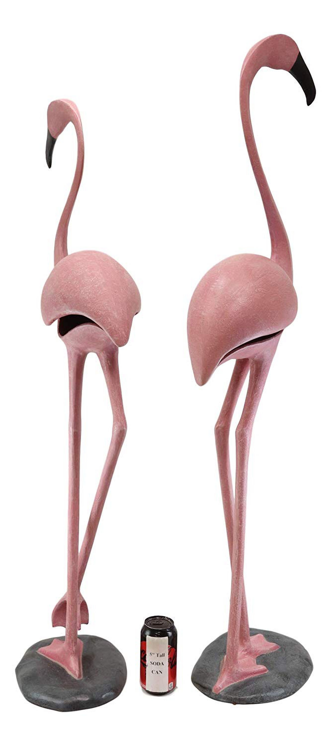 Ebros Large Set of 2 Colorful Tropical Rainforest Pink Flamingo Garden Statues - image 4 of 6