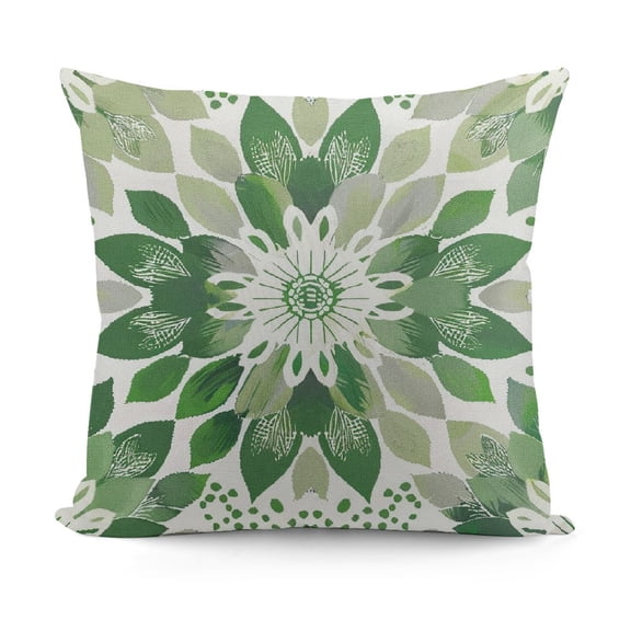JRXY Sage Green White Grey Gray Pillow Covers 18X18 Inch, Spring Modern Geometry Dahlia Floral Print Decorative Throw Pillow Covers Outdoor Farmhouse Cushion Case for Couch Sofa Bed Decor White