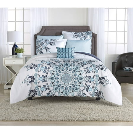 Mainstays Aqua Medallion Bed In A Bag Bedding Set Mainstays Aqua Medallion Bed In A Bag Bedding Set